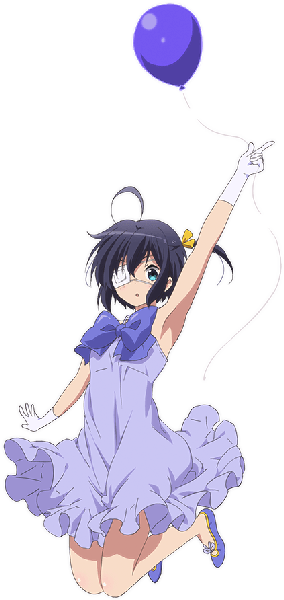 Anime picture 423x892 with chuunibyou demo koi ga shitai! kyoto animation takanashi rikka single tall image looking at viewer fringe short hair open mouth white background holding full body ahoge official art :o armpit (armpits) alternate costume sleeveless one side up transparent background