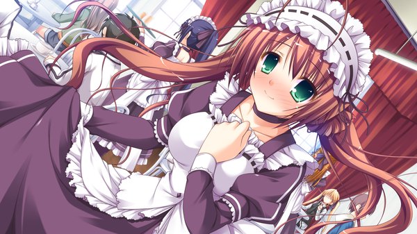 Anime picture 1920x1080 with iro ni ide ni keri waga koi wa highres brown hair wide image green eyes game cg maid girl