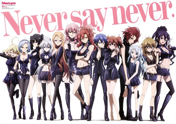 Anime picture 8612x6061 with akuma no riddle azuma tokaku ichinose haru inukai isuke hashiri nio sagae haruki hanabusa sumireko shuto suzu kaminaga kouko namatame chitaru kenmochi shiena kirigaya hitsugi long hair highres short hair open mouth blue eyes blonde hair smile red eyes