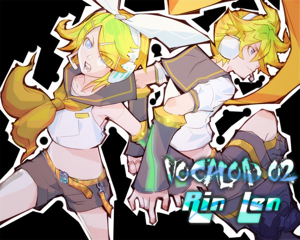 Anime picture 1280x1024 with vocaloid kagamine rin kagamine len copyright name character names girl