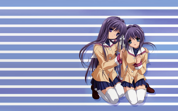 Anime picture 1920x1200 with clannad key (studio) fujibayashi kyou fujibayashi ryou highres wide image