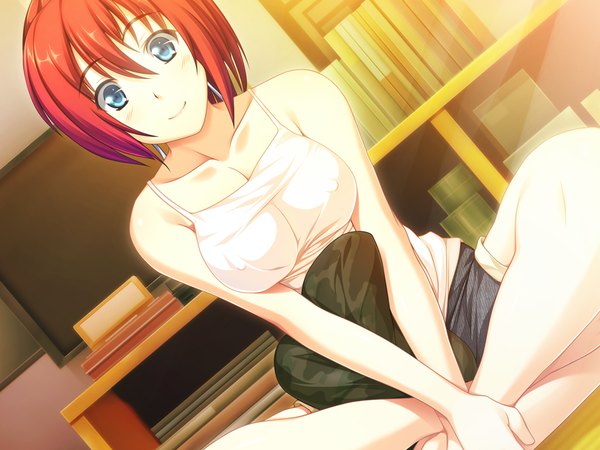 Anime picture 1024x768 with sekisaba! (game) short hair blue eyes game cg red hair girl