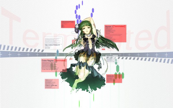 Anime picture 1920x1200 with super robot wars nakabayashi reimei long hair highres wide image green hair nagisa ouka