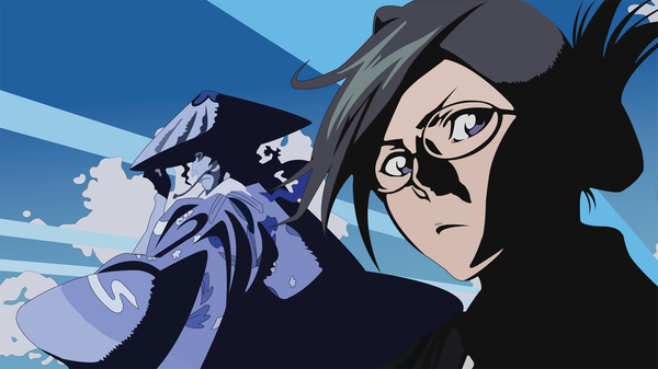 Anime picture 1920x1080 with bleach studio pierrot kyoraku shunsui ise nanao highres wide image blue background vector