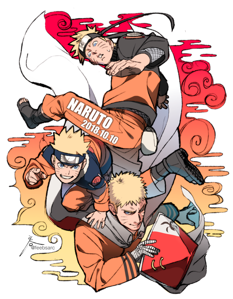 Anime picture 1562x2000 with naruto studio pierrot naruto (series) uzumaki naruto zifletts tall image short hair blue eyes blonde hair signed copyright name twitter username facial mark dated multiview whisker markings jinchuriki hat removed headwear removed boy