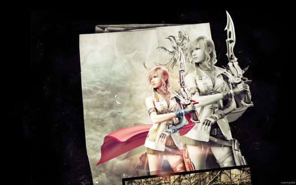 Anime picture 1920x1200 with final fantasy final fantasy xiii square enix lightning farron highres wide image realistic weapon sword gun