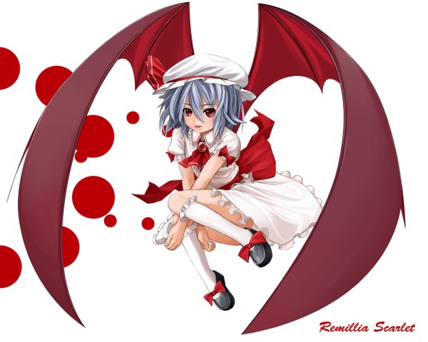 Anime picture 1250x1000 with touhou remilia scarlet white background girl wings