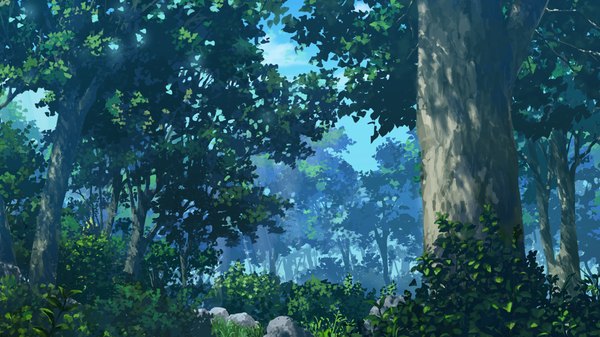 Anime picture 1280x720 with hyakka ryouran elixir senomoto hisashi wide image game cg landscape nature plant (plants) tree (trees) grass forest