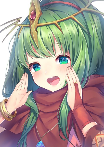 Anime-Bild 1447x2046 mit fire emblem fire emblem heroes fire emblem: mystery of the emblem nintendo tiki (fire emblem) tiki (young) (fire emblem) topia single long hair tall image looking at viewer blush fringe open mouth simple background smile white background payot upper body :d
