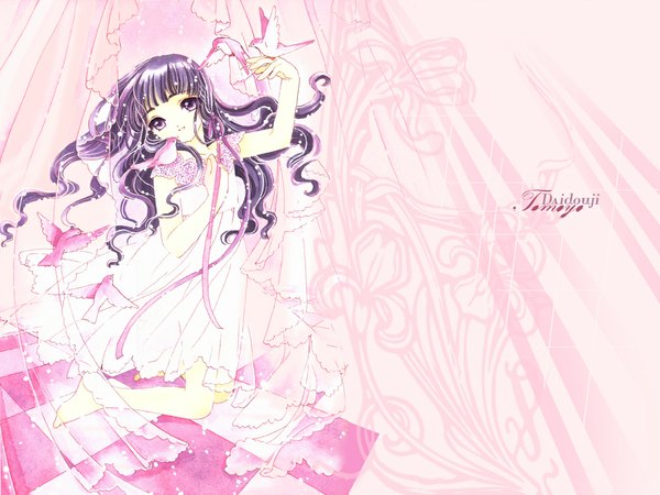 Anime picture 1024x768 with card captor sakura clamp daidouji tomoyo pink background tagme