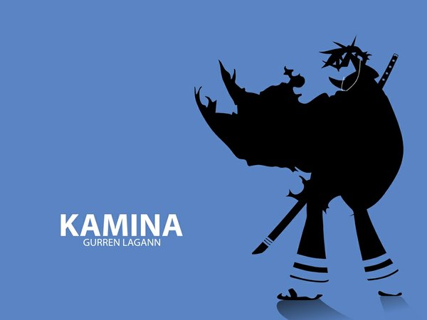 Anime picture 1024x768 with tengen toppa gurren lagann gainax ipod kamina blue background silhouette parody sword bancho