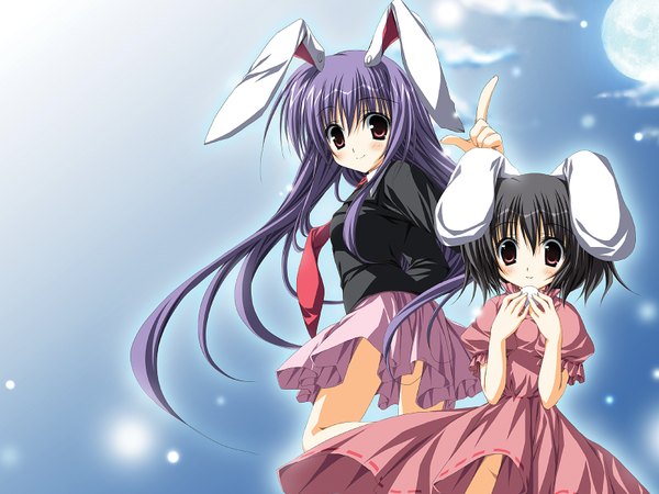 Anime picture 1600x1200 with touhou reisen udongein inaba inaba tewi korie riko bunny ears bunny girl girl moon
