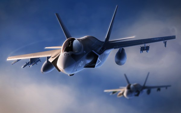 Anime-Bild 1280x800 mit original yaenagi flying military weapon airplane jet f-35