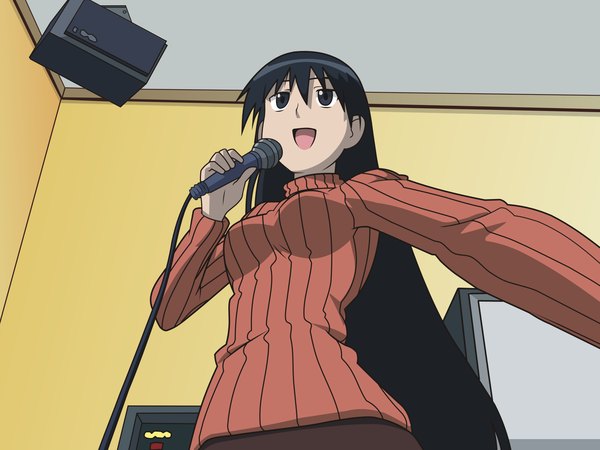 Anime picture 1600x1200 with azumanga daioh j.c. staff sakaki vector music karaoke girl microphone