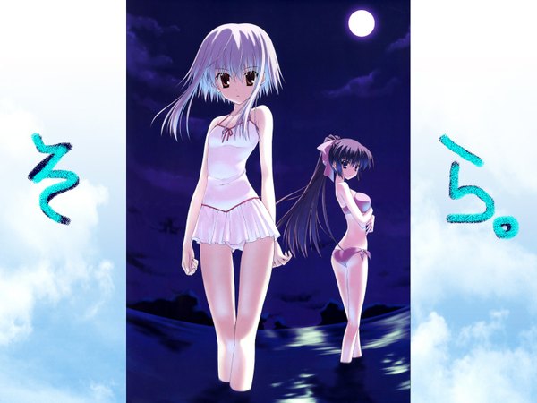Anime picture 1600x1200 with sola shihou matsuri morimiya aono highres sky night wallpaper night sky swimsuit bikini