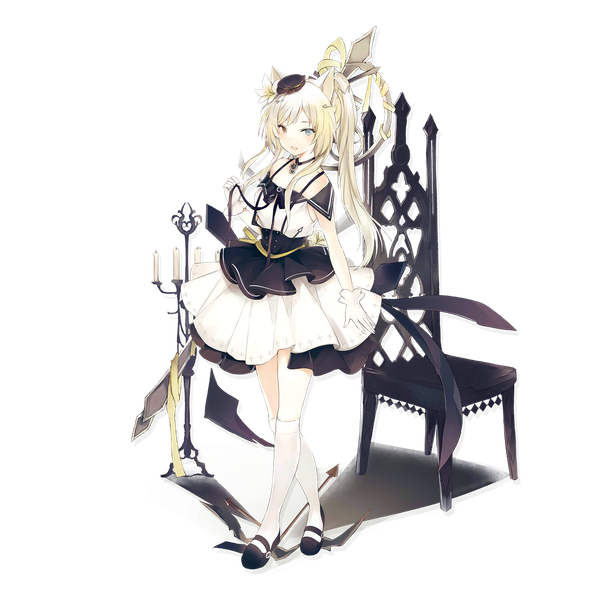 Anime picture 2048x2048 with arknights nightmare (arknights) nightmare (light and shadow) (arknights) lpip single long hair looking at viewer highres blonde hair standing animal ears full body ponytail hair flower official art heterochromia official alternate costume transparent background girl thighhighs