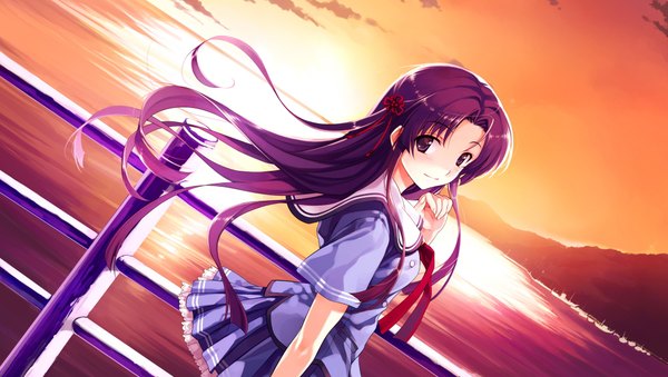 Anime picture 2048x1160 with suiheisen made nan mile? koga sayoko misaki kurehito single highres wide image girl