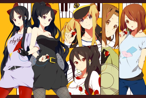 Anime picture 1500x1009 with k-on! kyoto animation akiyama mio hirasawa yui nakano azusa kotobuki tsumugi tainaka ritsu multiple girls group 6+ girls 6 girls girl
