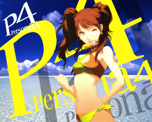 Anime picture 1280x1024 with persona 4 kujikawa rise swimsuit bikini tagme