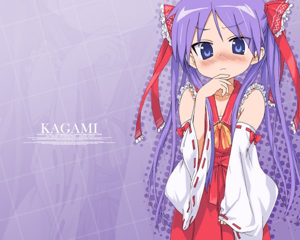 Anime picture 1280x1024 with lucky star touhou kyoto animation hakurei reimu hiiragi kagami cosplay parody girl