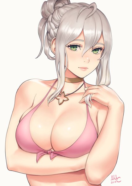 Anime picture 800x1120 with fire emblem fire emblem heroes fire emblem fates nintendo effie (fire emblem) sciamano240 single long hair tall image looking at viewer blush fringe breasts light erotic simple background hair between eyes large breasts white background bare shoulders green eyes