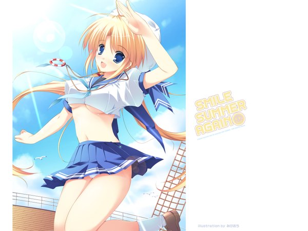 Anime picture 1600x1200 with smile summer again pink chuchu (artbook) mikeou light erotic tagme