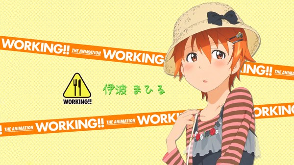 Anime picture 1920x1080 with working!! a-1 pictures inami mahiru highres wide image orange hair orange eyes girl hair ornament hat bobby pin heart hair ornament