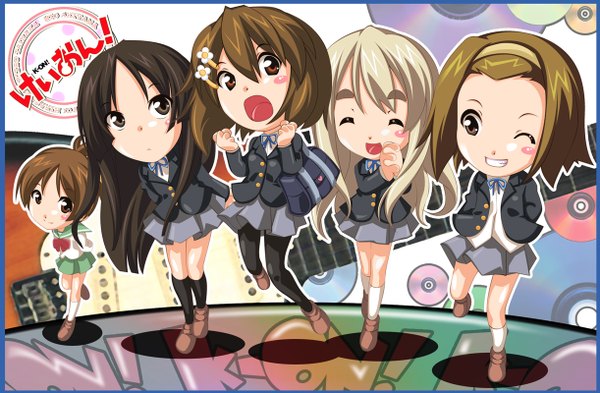 Anime picture 1221x800 with k-on! kyoto animation akiyama mio hirasawa yui kotobuki tsumugi tainaka ritsu hirasawa ui chibi