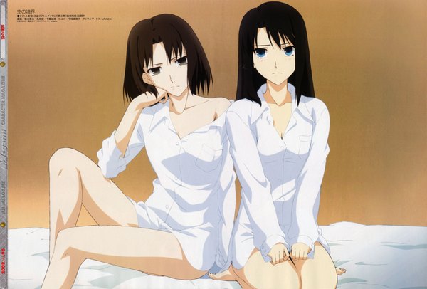 Anime picture 4121x2795 with kara no kyoukai type-moon ryougi shiki kokutou azaka long hair highres blue eyes multiple girls girl 2 girls