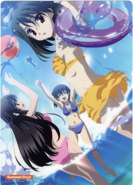 Anime picture 2167x2998 with school days katsura kotonoha saionji sekai kiyoura setsuna gotou junji tall image highres swimsuit bikini summer days