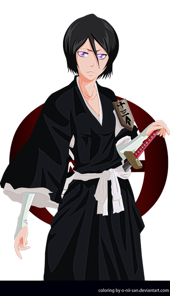 Anime picture 1152x2000 with bleach studio pierrot kuchiki rukia o-nii-san tall image looking at viewer short hair black hair purple eyes japanese clothes coloring transparent background girl weapon sword kimono katana