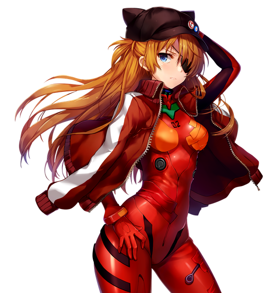 Anime-Bild 916x1000 mit neon genesis evangelion rebuild of evangelion evangelion: 3.0 you can (not) redo gainax soryu asuka langley momoko (momopoco) akovia single long hair tall image looking at viewer blush fringe breasts blue eyes standing orange hair hand on hip transparent background girl