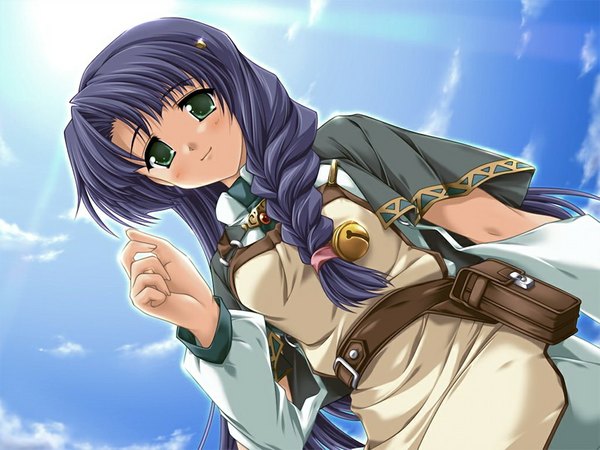 Anime picture 1024x768 with aka (game) blue eyes green eyes game cg girl