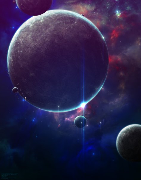 Anime picture 3000x3800 with original abikk tall image highres light no people space star (stars) planet