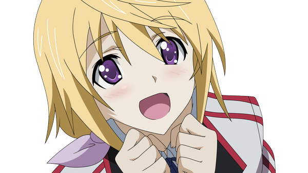 Anime picture 4000x2250 with infinite stratos 8bit charles dunois single long hair looking at viewer highres open mouth blonde hair smile wide image purple eyes absurdres transparent background vector girl uniform school uniform