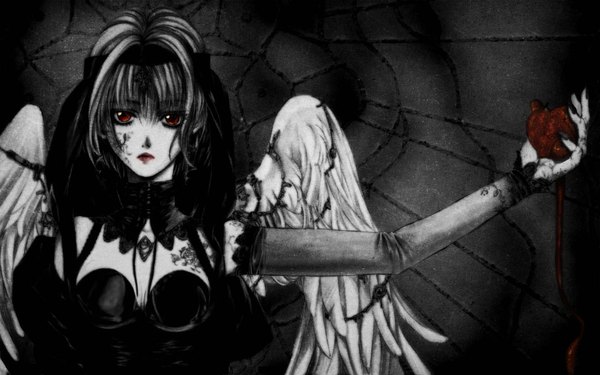 Anime picture 1680x1050 with angel sanctuary wide image dark background multicolored wings