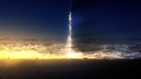 Anime picture 1920x1080 with original y y (ysk ygc) highres wide image sky cloud (clouds) evening sunset no people