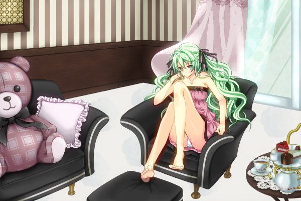 Anime picture 1200x800 with vocaloid hatsune miku light erotic girl dress underwear panties