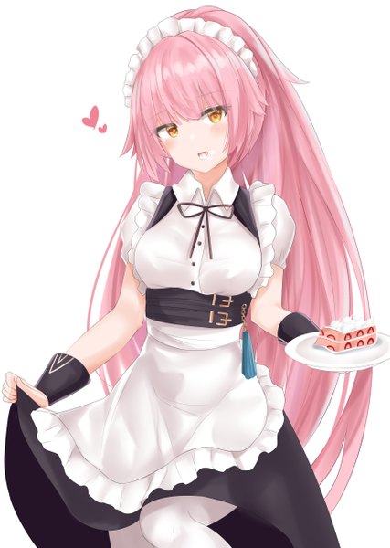 Anime picture 3700x5200 with girls frontline ntw-20 (girls frontline) ru zhai single tall image looking at viewer blush fringe highres breasts open mouth simple background hair between eyes white background holding yellow eyes pink hair absurdres very long hair head tilt