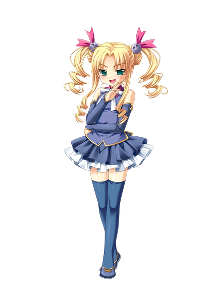 Anime picture 2894x4093 with koihime musou doga kobo enjutsu saeki hokuto single long hair tall image blush highres open mouth blue eyes blonde hair twintails full body loli drill hair transparent background girl thighhighs dress