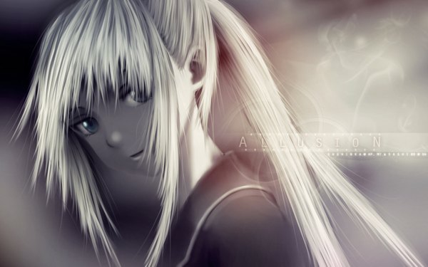 イラスト 1920x1200 と 喰霊 -零- 諫山黄泉 katkoota 長髪 highres wide image white hair ポニーテール monochrome 女の子