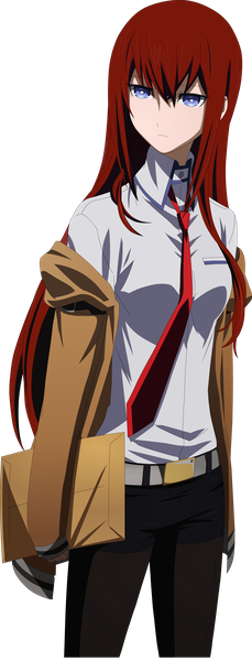 Anime picture 1553x4064 with steins;gate white fox makise kurisu makisekurisu (artist) single long hair tall image purple eyes red hair transparent background vector girl shirt necktie jeans envelope