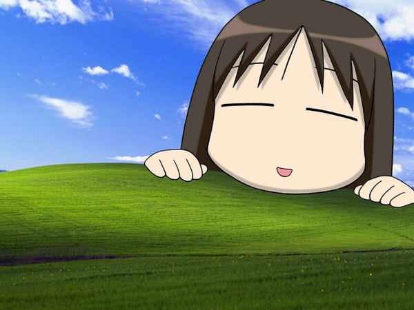 Anime picture 1280x960 with azumanga daioh j.c. staff windows (operating system) kasuga ayumu parody girl default background