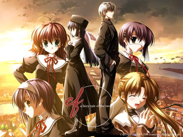 Anime picture 1600x1200 with ef shaft (studio) miyamura miyako shindou kei hayama mizuki shindou chihiro amamiya yuuko