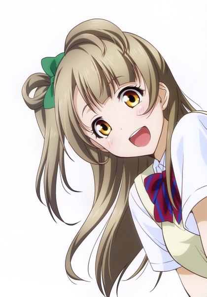 Anime picture 2142x3062 with love live! school idol project sunrise (studio) love live! minami kotori inou shin single long hair tall image looking at viewer highres open mouth simple background white background brown eyes grey hair scan one side up girl uniform bow