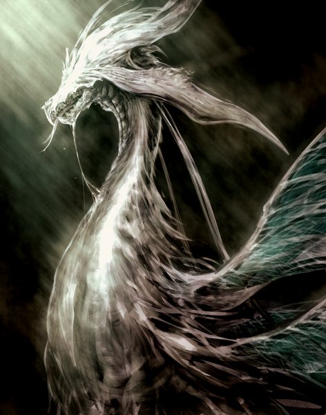 Anime picture 1181x1500 with dark souls (series) dark souls from software seath the scaleless tayuya1130 single tall image open mouth profile no people animal wings tongue dragon