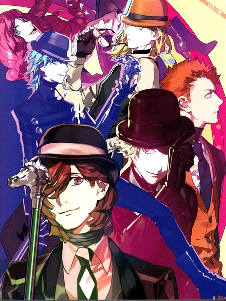 Anime picture 1505x2000 with uta no prince-sama a-1 pictures mikaze ai kurosaki ranmaru kotobuki reiji camus tsukimiya ringo hiyuga ryuuya long hair tall image looking at viewer fringe short hair open mouth blue eyes blonde hair smile brown hair brown eyes pink hair