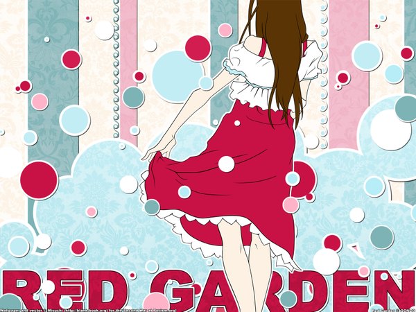 Anime picture 1600x1200 with red garden lise harriette meyer long hair brown hair from behind back girl skirt bubble (bubbles)