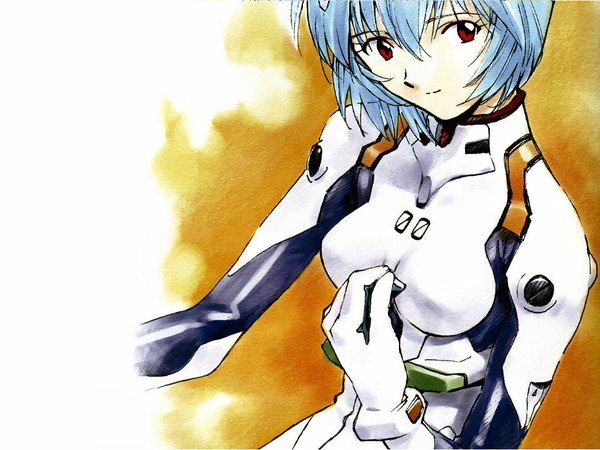 Anime picture 1024x768 with neon genesis evangelion gainax ayanami rei sadamoto yoshiyuki pilot suit