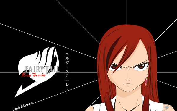 Anime picture 1920x1200 with fairy tail erza scarlet single long hair highres wide image brown eyes red hair black background angry girl